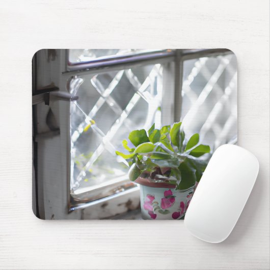 Waterverf  Plant in het venster Muismat (Met muis)