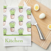 Waterverf plant lavender kruid Rustisch Theedoek (Quarter Fold)