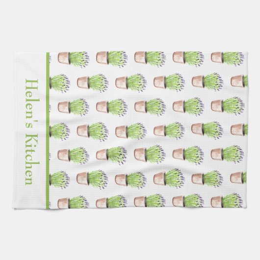 Waterverf plant lavender kruid Rustisch Theedoek (Horizontaal)