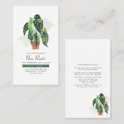 Waterverf Plant Moving Announge Visitekaartje (Voorkant / Achterkant)
