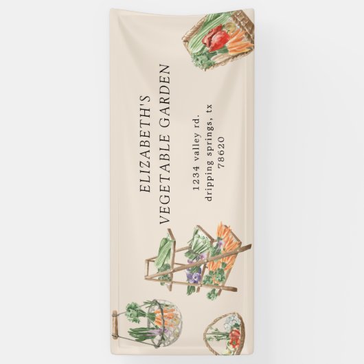 Waterverf Plantaardige Boerderij Boeren Markt Bann Spandoek (Verticaal)