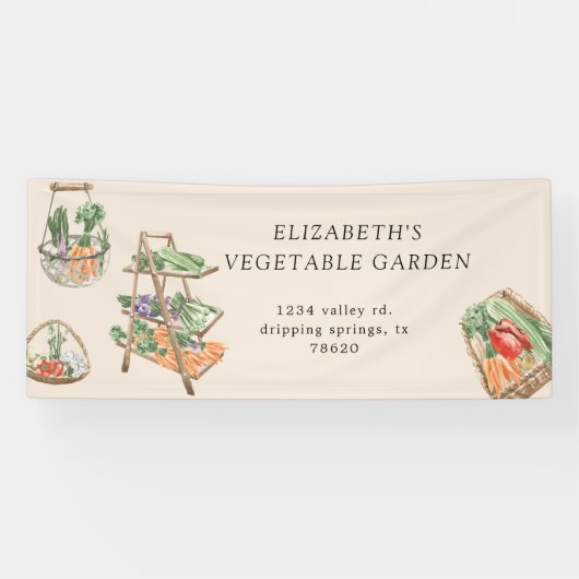 Waterverf Plantaardige Boerderij Boeren Markt Bann Spandoek (Horizontaal)