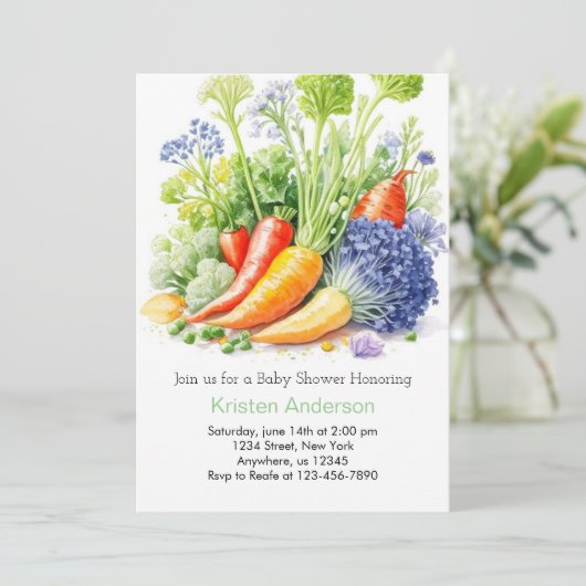 Waterverf Plantaardige Bounty Baby shower Kaart (Staand voorkant)