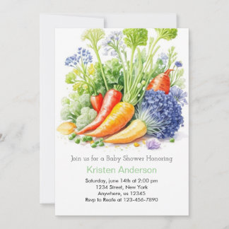 Waterverf Plantaardige Bounty Baby shower Kaart