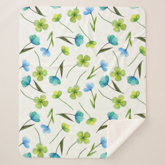 Waterverf Planten: Bloemen naadloos patroon. Sherpa Deken