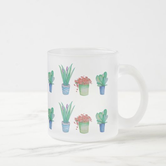Waterverf Planten en Succulenten Design Matglas Koffiemok (Rechts)