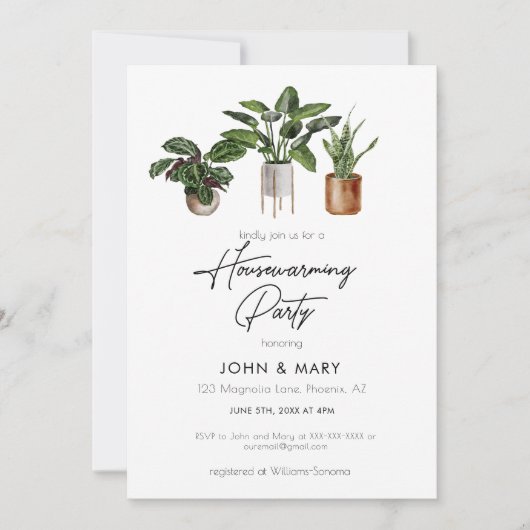 Waterverf Planten Housewarming Party Kaart (Voorkant)