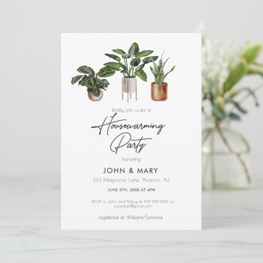 Waterverf Planten Housewarming Party Kaart (Staand voorkant)