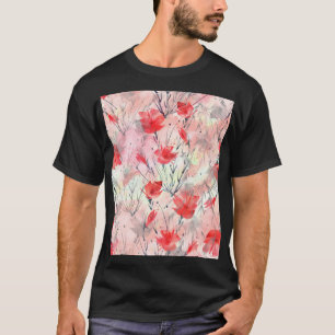 Waterverf Planten Kruiden Bloemen Patroon T-shirt