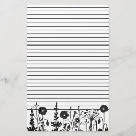 Waterverf Planten Wildflowers Black Lined Briefpapier