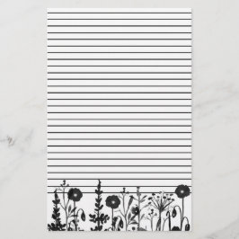 Waterverf Planten Wildflowers Black Lined Briefpapier