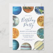 Waterverf Planten Zonnestelsel Birthday Party Kaart (Voorkant)