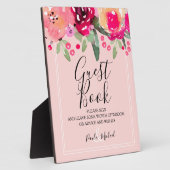 Waterverf plaquette Floral Pink Guest Book Fotoplaat (Zijkant)