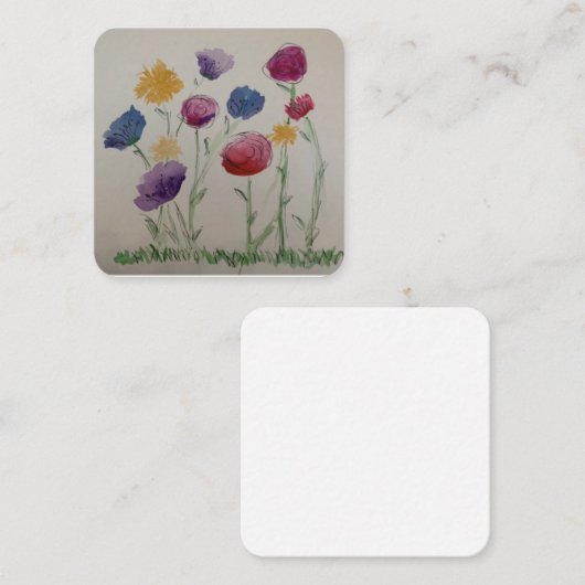 Waterverf platte kaart voor wilde bloemen  notitiekaartje (Voorkant / Achterkant)