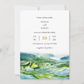 Waterverf platteland kust veld strand bruiloft kaart (Voorkant)