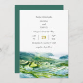 Waterverf platteland kust veld strand bruiloft kaart (Voorkant / Achterkant)