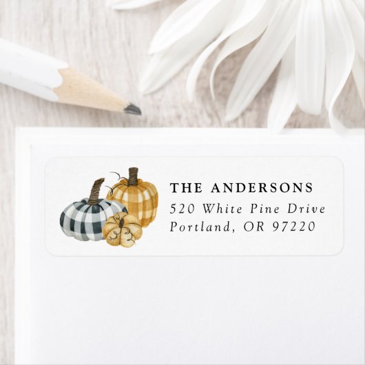 Waterverf Play Pumpkins Return-adres Etiket (Insitu)