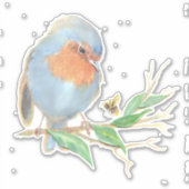 Waterverf Plezier Engels Robin Bird & Bee Sticker (Voorkant)