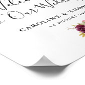 waterverf plum paarse florale bruiloft welkomstbor poster (Hoek)