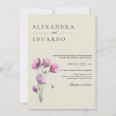 Waterverf Plum Rustic Floral Wedding Kaart (Voorkant)