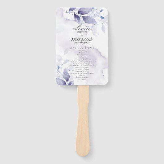 Waterverf Plum Violet Foliage Programme Hand Fan Handwaaier (Voorkant)