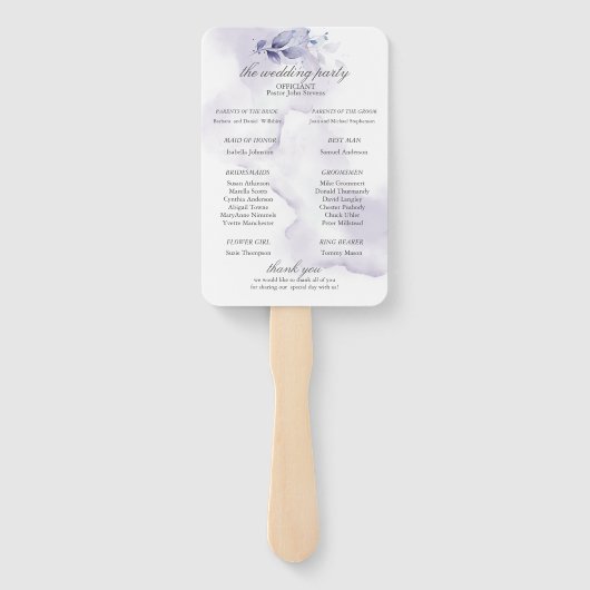 Waterverf Plum Violet Foliage Programme Hand Fan Handwaaier (Achterkant)