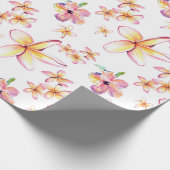 Waterverf Plumeria en Hibiscus wrapping Paper Cadeaupapier (Hoek)