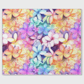 Waterverf Plumeria Flowers Wrapping Paper Cadeaupapier (Vlak)