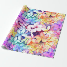 Waterverf Plumeria Flowers Wrapping Paper Cadeaupapier