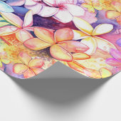 Waterverf Plumeria Flowers Wrapping Paper Cadeaupapier (Hoek)