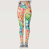 Waterverf Plumeria Hawaii Leggings (Voorkant)