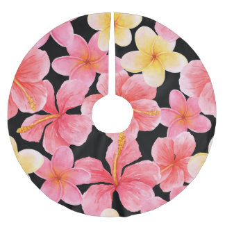 Waterverf Plumeria Hibiscus bloemenpatroon Kerstboom Rok