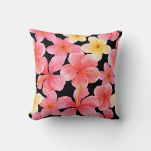 Waterverf Plumeria Hibiscus bloemenpatroon Kussen