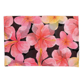 Waterverf Plumeria Hibiscus bloemenpatroon Kussensloop
