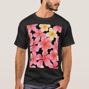 Waterverf Plumeria Hibiscus bloemenpatroon T-shirt