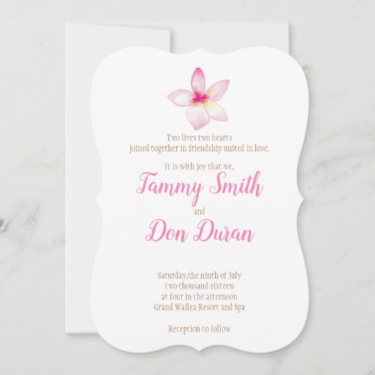 Waterverf  Plumeria-uitnodiging Kaart (Voorkant)