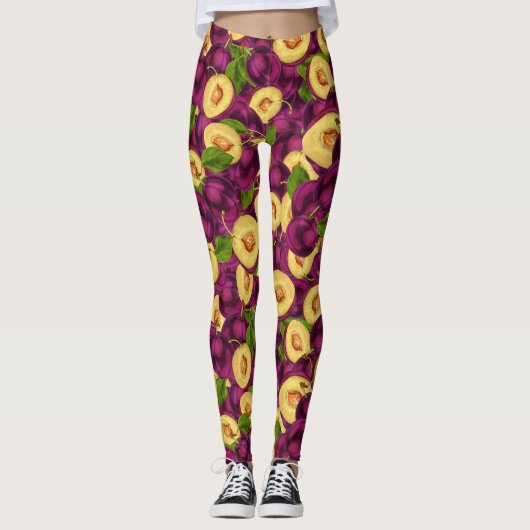 Waterverf Plums Leggings (Voorkant)