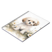 Waterverf poedel in madeliefjes notitieboek (Linkerzijde)