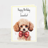 Waterverf poedel Puppy Dog Verjaardagsnaam Kaart (Voorkant)