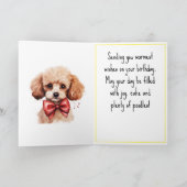 Waterverf poedel Puppy Dog Verjaardagsnaam Kaart (Binnen)