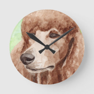 Waterverf poedel ronde klok