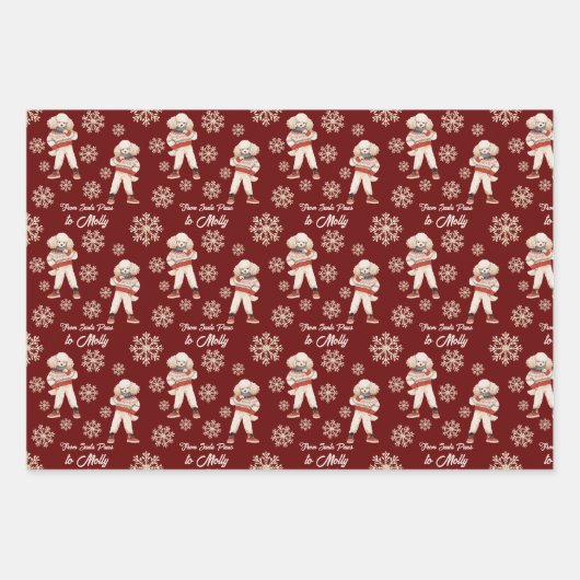 Waterverf Poedel Snowflake Custom Christmas Inpakpapier Vel (Voorkant)
