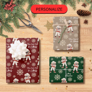 Waterverf Poedel Snowflake Custom Christmas Inpakpapier Vel