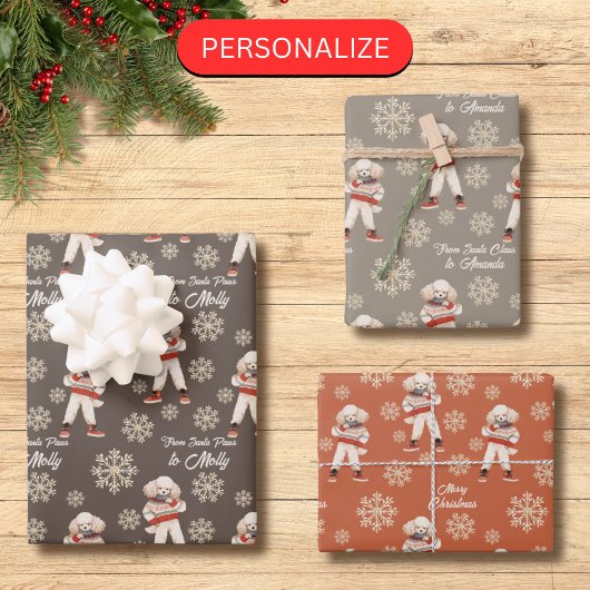 Waterverf Poedel Snowflake Custom Holiday Inpakpapier Vel