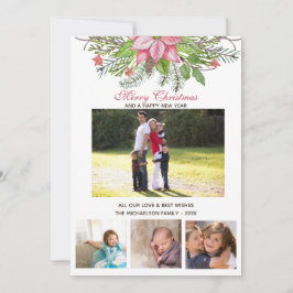 Waterverf Poinsettia 4 Collage Multi-Photo Kaart