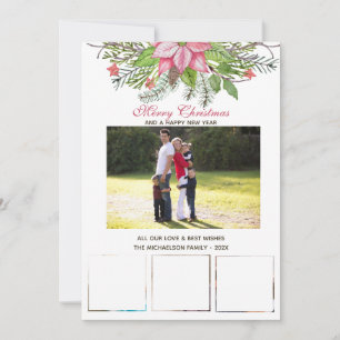 Waterverf Poinsettia 4 Collage Multi-Photo Kaart