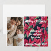 Waterverf Poinsettia Aangepaste foto Kerst Feestdagenkaart (Voorkant / Achterkant)