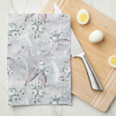 Waterverf poinsettia, bessen, sneeuw, keuken theedoek (Quarter Fold)