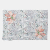 Waterverf poinsettia, bessen, sneeuw, keuken theedoek (Horizontaal)