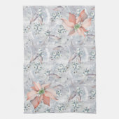 Waterverf poinsettia, bessen, sneeuw, keuken theedoek (Verticaal)